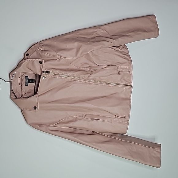 Revamped medium pink zip up leather jacket - Picture 1 of 6